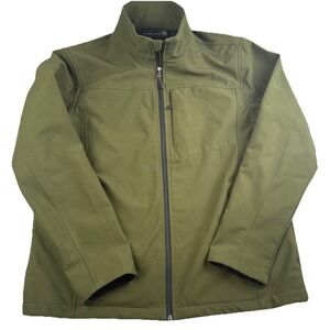 Swiss Tech Softshell Jacket Mens L Moss Green Full Zip Lightweight Outdoor